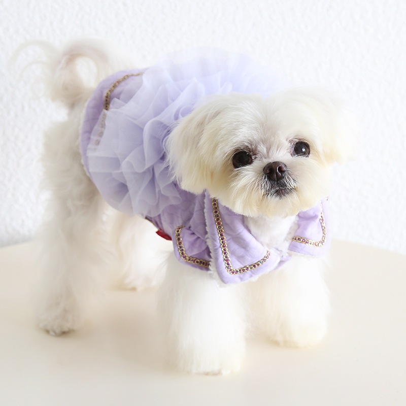 Petstyle 复古压纹蓬蓬裙 2025秋冬新款 狗狗猫咪服装宠物狗衣服|undefined
