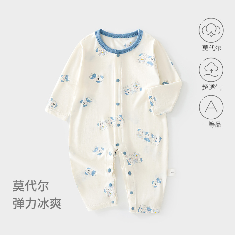 Baby Summer Unibody Clothes Modal Baby Boys and Girls Thin Hare Clothes Air-conditioning Clothes Newborn Infant Climbing Clothes