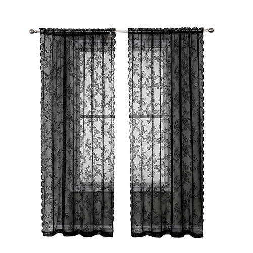 French lace sheer curtains with half-light floral edge rod curtains complete TEMU dropshipping