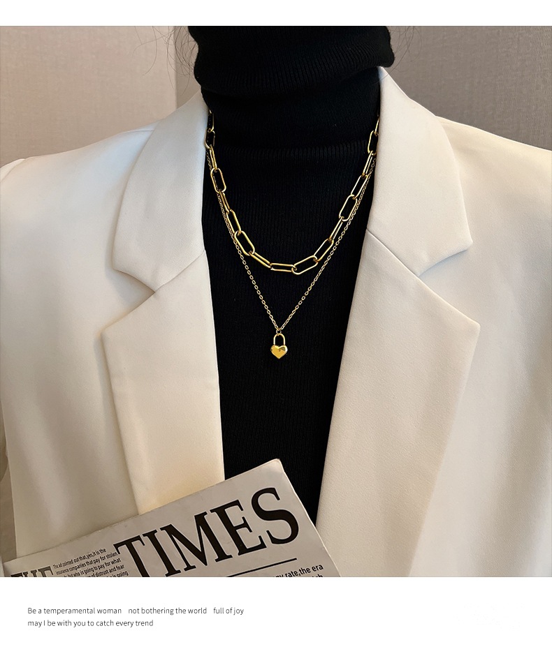 Fashion Heart Shape Titanium Steel Necklace 1 Piece