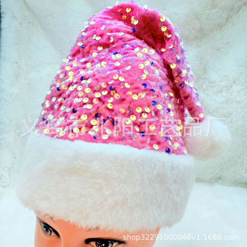 Sombreros de lentejuelas rosas con luces