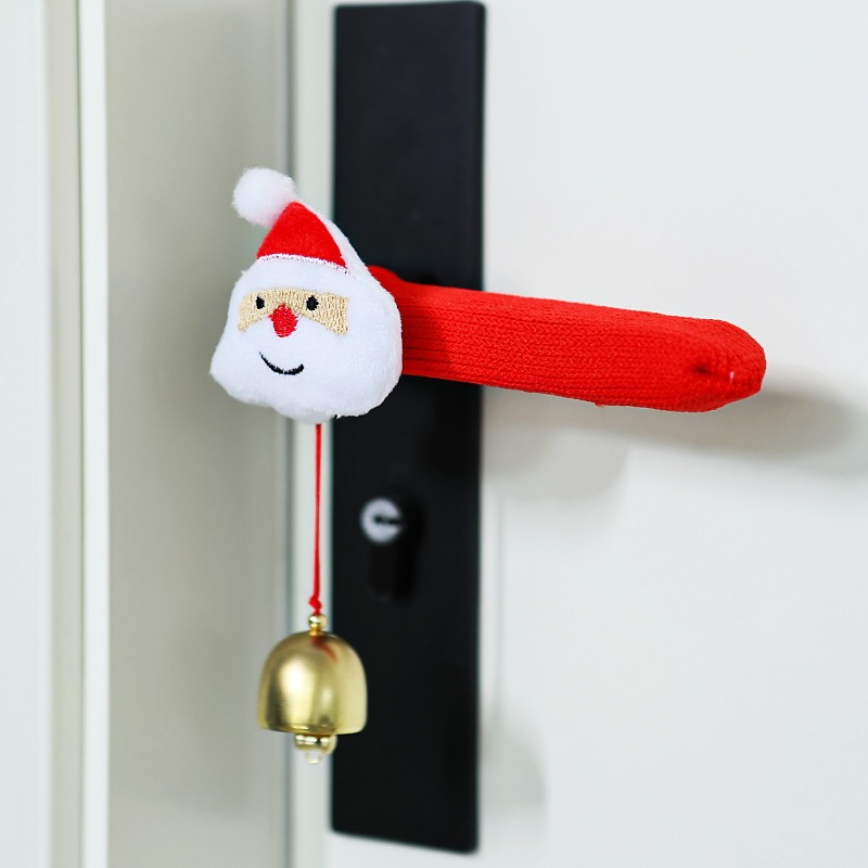 クリスマス装飾漫画サンタクロースドアハンドルカバークリスマスツリー装飾部屋保護カバークリスマスベル|undefined