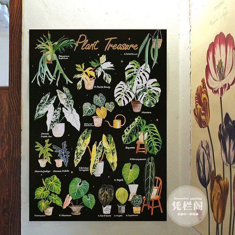Plant Rack in the Corner Ins Style Plant Painting Bedroom Dormitory Room Renovation Cloth Poster Decoration Bedside Canvas Plant Rack in the Corner Ins Style Plant Painting Bedroom Dormitory Room Renovation Cloth Poster Decoration Bedside Canvas
