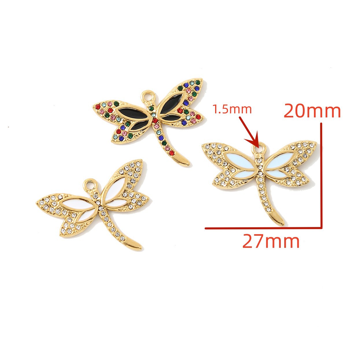 4g Weight Pendant Jewelry Making Type 20 * 27mm Jewelry Making Size Zircon Inlay Material Jewelry Accessories Classification 304 Stainless Steel Material Dragonfly Pattern All Seasons Season Plating Design Elegant, Glam Style 20 * 27mm 304 Stainless Steel Zircon Dragonfly Pendant Jewelry Accessories 2