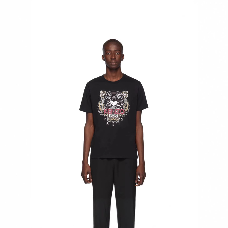 Complete Set of Tags, In-Stock in China, Paris Tiger Head Kenzo 2026 Couple's Model Pure Cotton Tiger Head Print Short-Sleeve T-Shirt