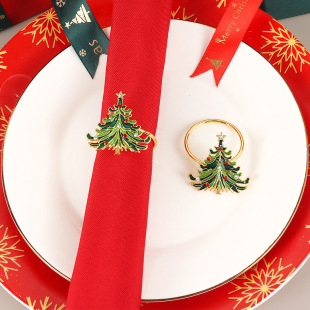 Cross-border creative new oil dripping diamond Christmas tree movable napkin ring hotel table napkin buckle factory wholesale