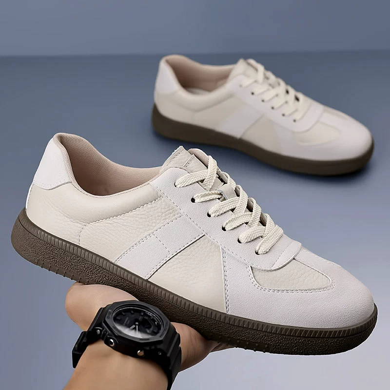 Немецкая обувь мужская весна и лето 2025 мужская повседневная обувь дикая кожаная мужская обувь дышащая плоская кожа мягкая обувь арган