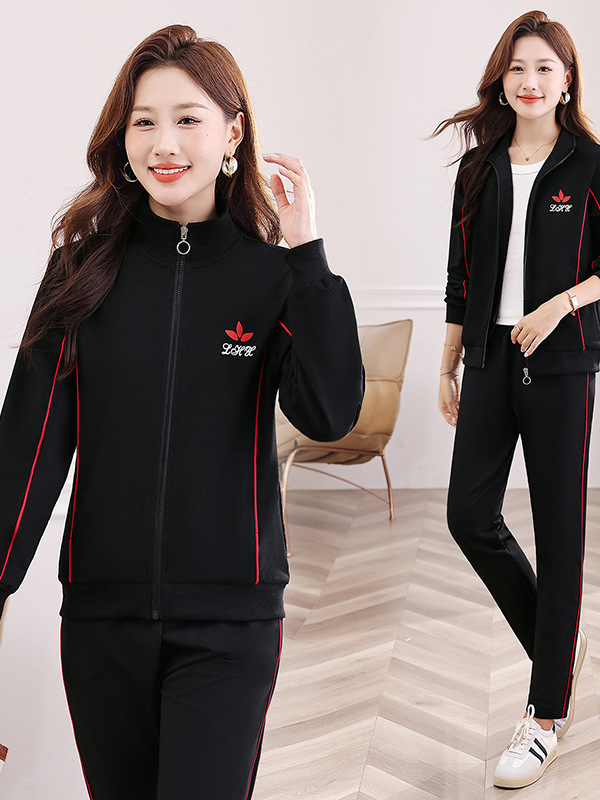 时尚休闲运动服套装女2025春秋爆款中年妈妈装大码秋季减龄三件套|undefined