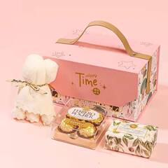ピンクのお土産ギフトボックス、結婚式のキャンディー、満月のお返しギフト、キャンディーボックス、ポータブル誕生日ギフト、クリエイティブギフトボックス