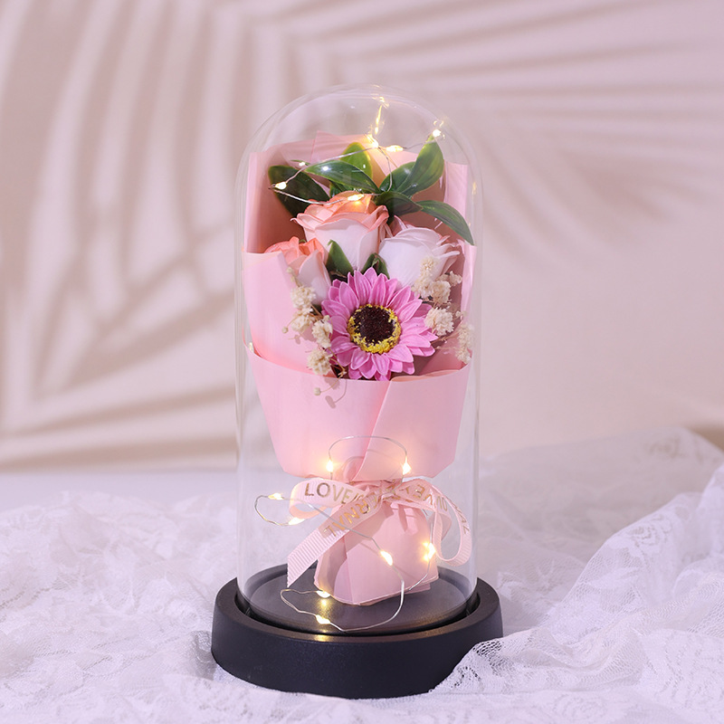 520 regalo de San Valentín copa de vidrio eterno flores secas rosas jabón flores para amigos y esposas adornos exquisitos