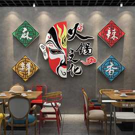 网红火锅店装饰品画文化挂件脸谱国潮风墙面贴纸画市井餐饮馆背景