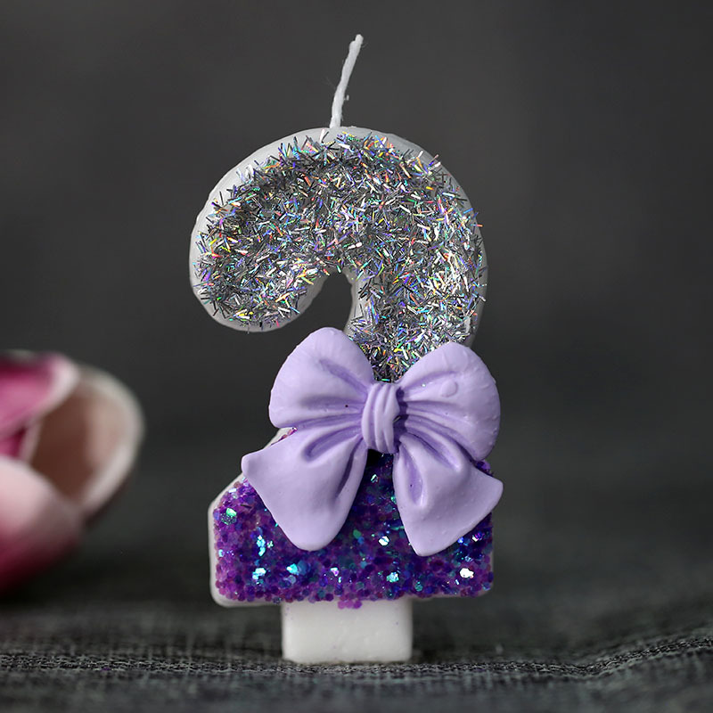 Nueva vela digital creativa vela de pastel de cumpleaños de arco púrpura para la vela de suministro de comercio exterior de comercio electrónico transfronterizo