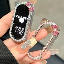 适用小米手环10镶钻半包手表壳小米手环9/8镂空单钻边框手表壳