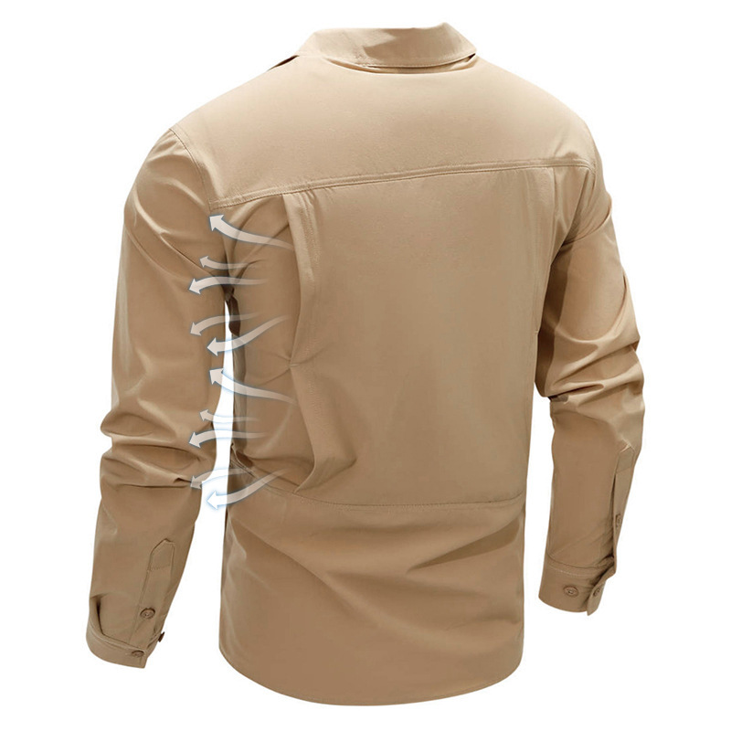 2026 Spring New Quick-Dry Long-Sleeve Shirt, Thin and Stretchy with Back Ventilation and Large Pockets 258