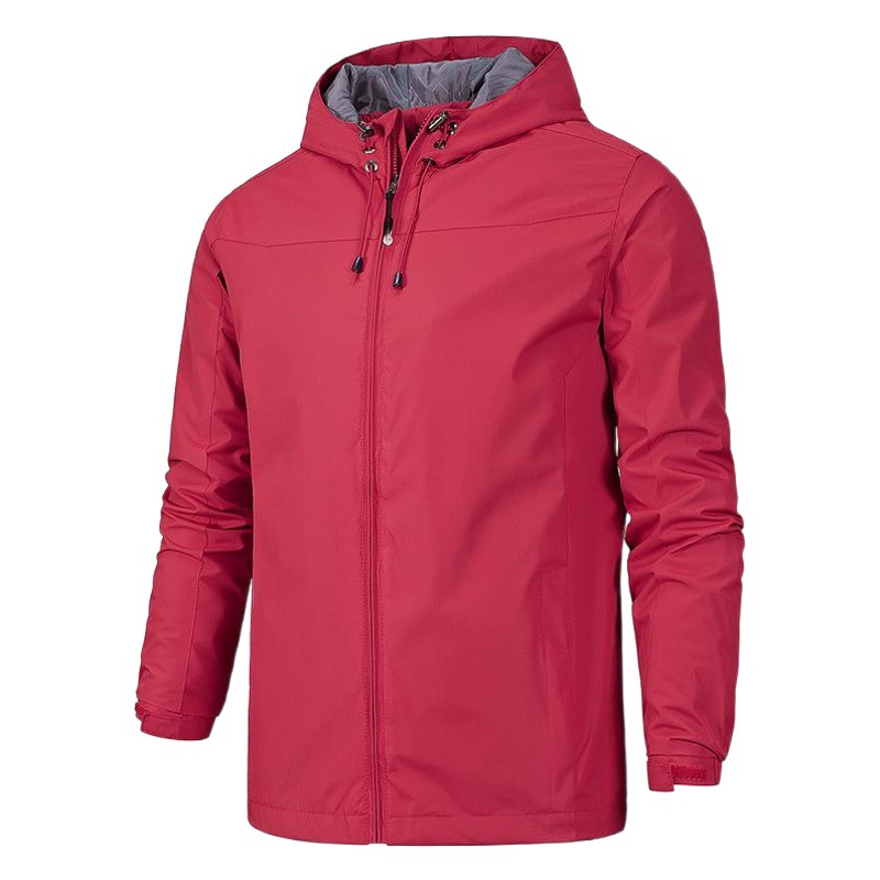 Hombres primavera y otoño con capucha viento impermeable montañismo traje de los hombres impresión delgada logo chaqueta color sólido femenino