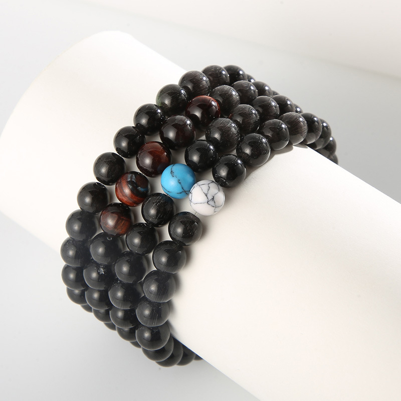 Ethnic Style Solid Color Stainless Steel opal Beaded Plating Bracelets 1 Piece