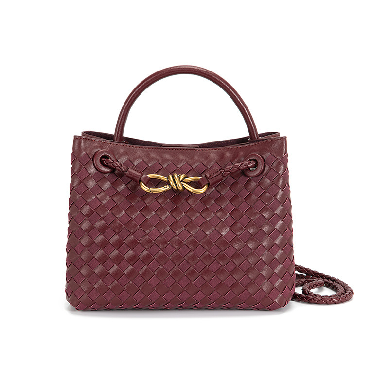 Cross-Border New Style Yangshulin-Style Woven Metal Rope Buckle Tote Bag Women's Hand-Held Crossbody Bag