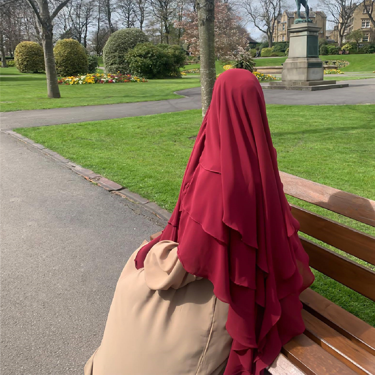 M221#10 Color Muslim Ethnic Headscarf Indonesian Malay Clothes For Worship Service Solid Color Three-Layer Big Headscarf Hijab Generation Hair display picture 4