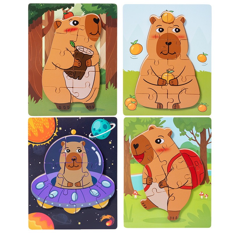 Cpc ce niños madera capibara rompecabezas dibujos animados rompecabezas de animales jardín de infantes bebé educación temprana juguetes educativos