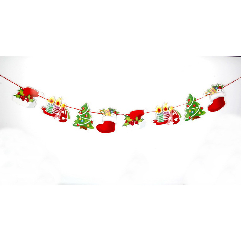 Banderas navideñas transfronterizas en stock, 24 tipos de banderas de dibujos animados, decoraciones navideñas al por mayor de fabricantes, admiten pedidos de lotes mixtos.