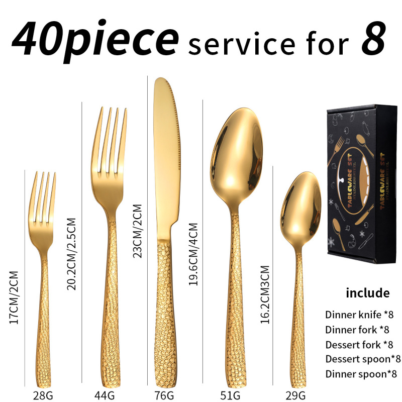 アマゾン角柄蛇紋ステンレス食器20/40点セットギフトボックスホテル西食器ステーキナイフフォークスプーン|undefined