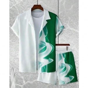 Cross-border Xyin Hot Sale Summer Hawaiian Vacation Shorts Shirt Personalidad Gradiente Impresión 3D