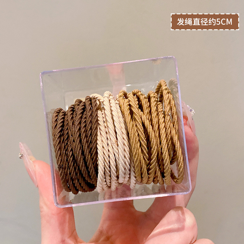 50 piezas en caja ~ banda de goma corbata de pelo femenino cuerda de cuero alta elástica durable pequeña cubierta de cuero Internet celebridad temperamento simple cuerda de pelo