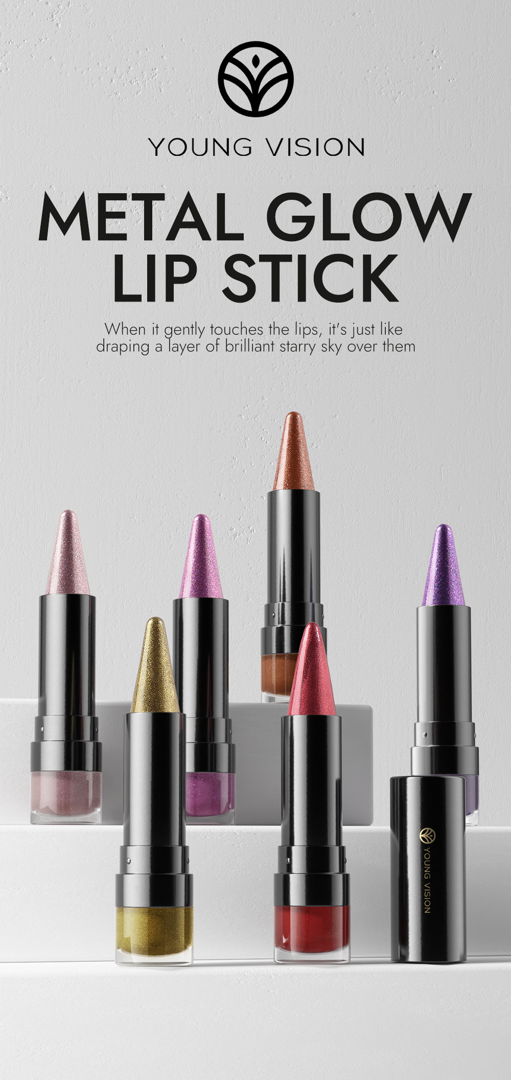 YOUNG VISION 6-color pointed-tip fine Sparkling Lipstick, multi-purpose facial pearlescent lipstick, Lip line, eyeshadow, eyeliner details Picture