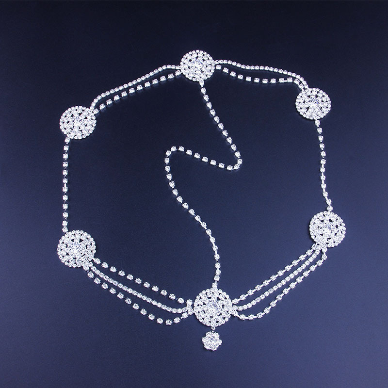 multi layer flower shaped rhinestone headdress ladies wedding forehead pendant head chain bride new accessories female chain_voghion.com