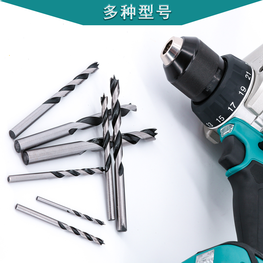 Makita Makida broca de madera de mango redondo broca de posicionamiento central de tres puntas broca eléctrica madera perforación cono de madera