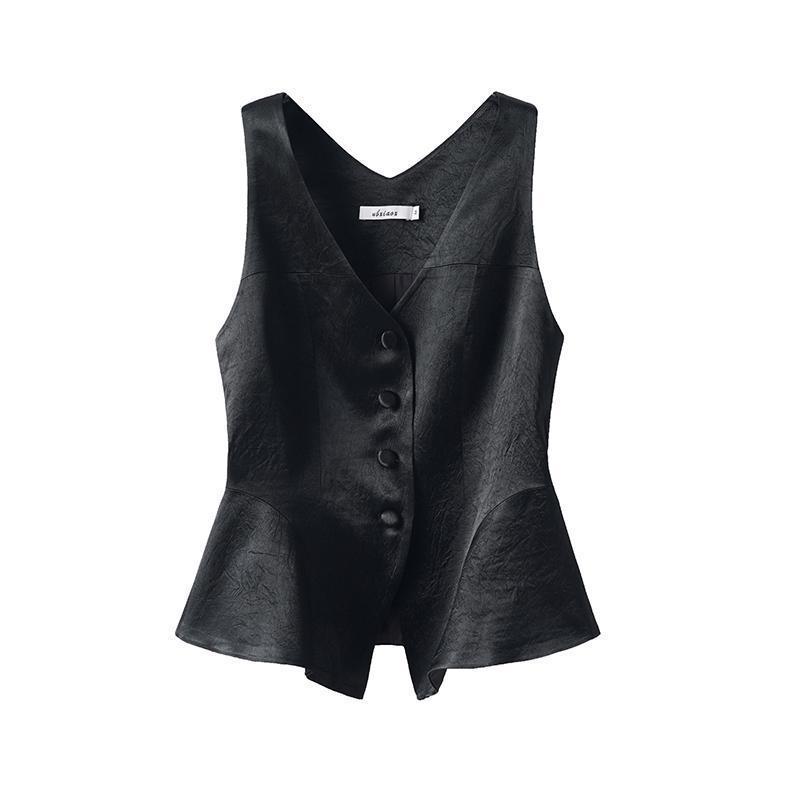 Acetate Suit High-End Satin Vest Women's Vest Outer Wear 2024 Summer Thin Classy Sleeveless V-Neck Vest