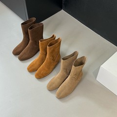 澜柜复古西部短靴女堆堆靴磨砂牛仔靴2025年秋冬新款内增高中筒靴