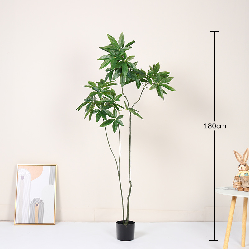 Simulación de plantas verdes EMI, árbol de la fortuna, árbol falso, planta en maceta, decoración de sala de estar interior de lujo ligero de alta gama, planta biónica