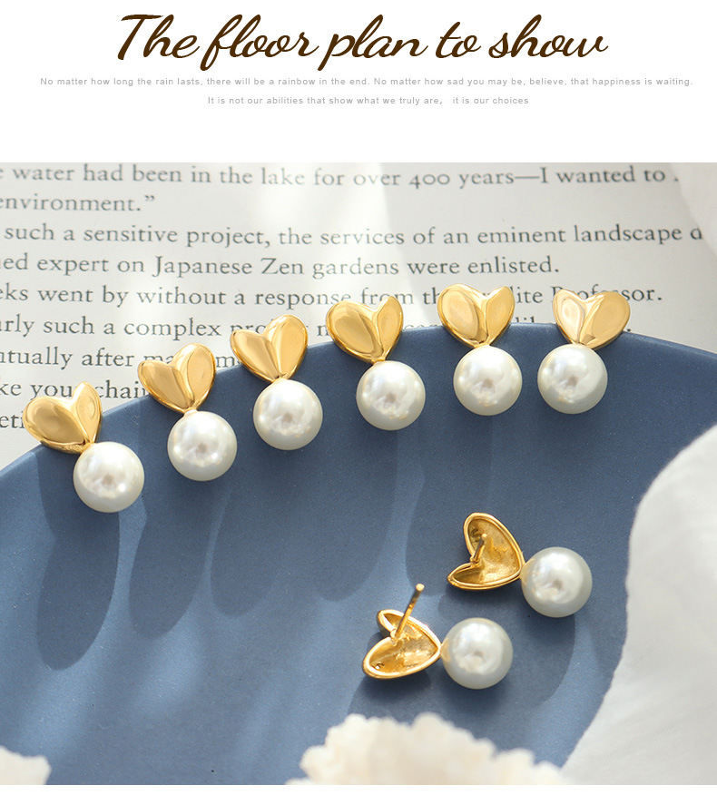 Ear Studs Classification PVD Coated Real Gold Plated 18K Gold Heart Shape 304 Stainless Steel Retro Waterproof Non Tarnish Ear Studs