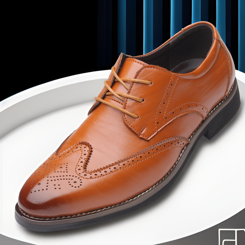 Men's Cross-border New Arrival plus size Brock Carved Men's Lace-up British Trendy Casual Leather Shoes Korean Style Breathable Shoes for Men