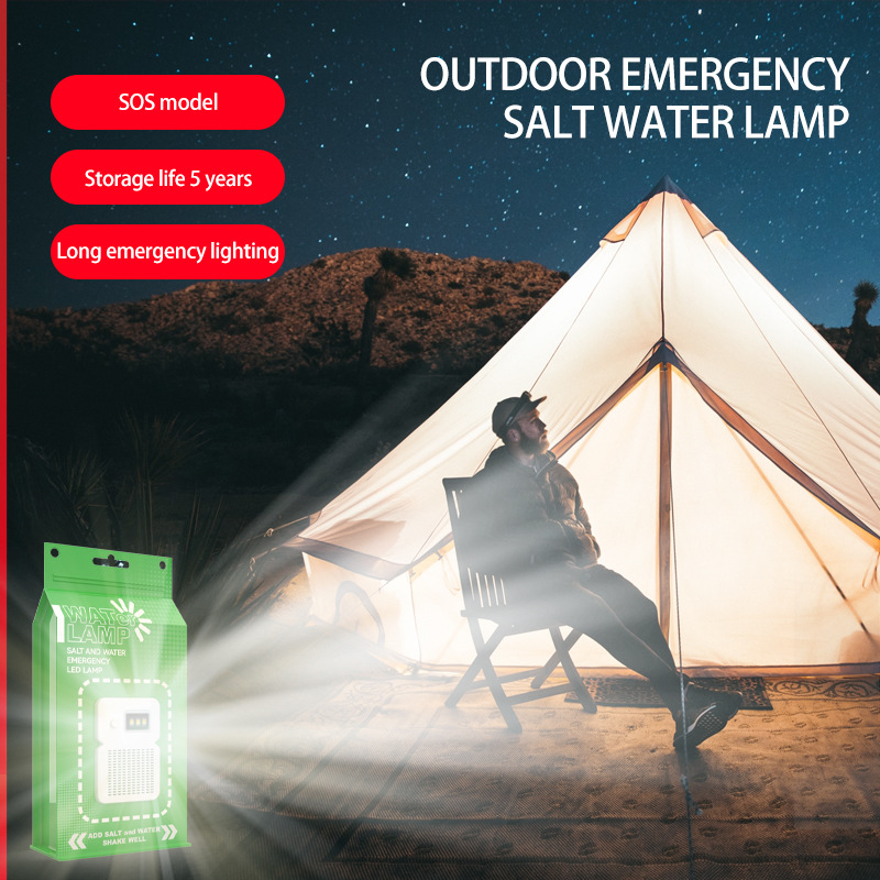 Luz de agua salada portátil camping LED de carga libre de emergencia bolsa de agua salada luz transfronteriza para acampar iluminación luz de advertencia al aire libre