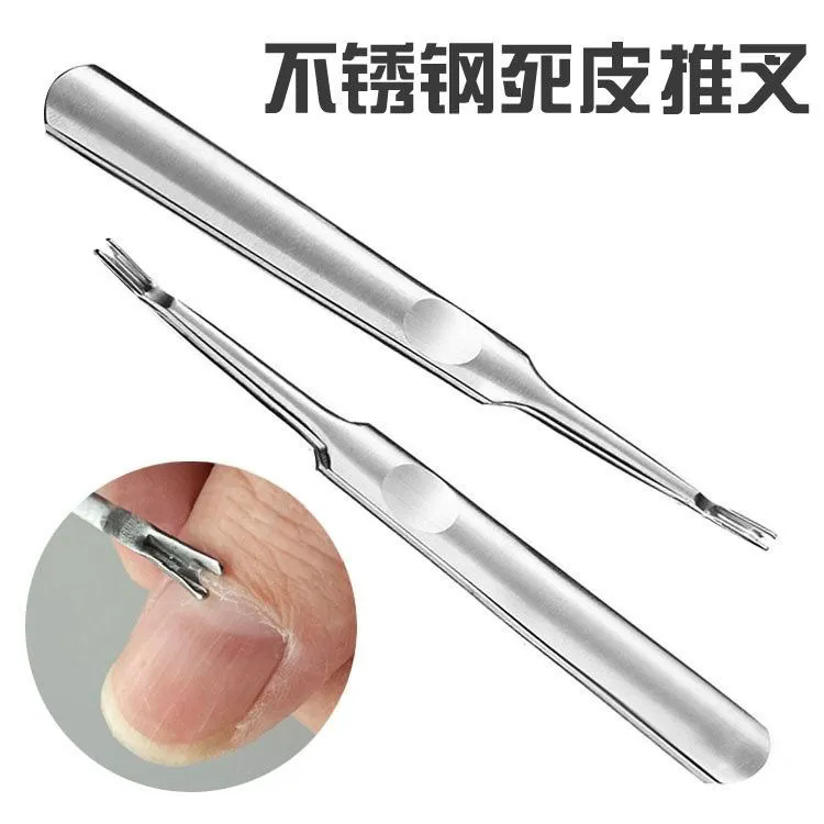 Stainless Steel Cuticle Pusher, Cuticle Fork, Cuticle Scraper, Manicure Tool for Removing Cuticles, Sharp Edge Tool for Nail Edges