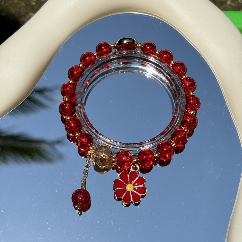 Kristall Gänseblümchen Perlenarmband Koreanischer Stil Für Damen_voghion.com