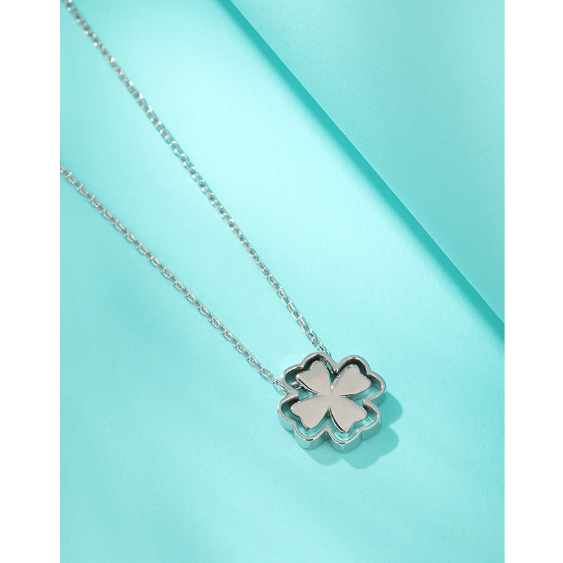 925 plata esterlina collar de cuatro hojas para mujeres de nicho versátil simple colgante de flores coreana cadena de clavícula para el Día de la Madre