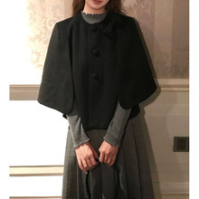 直井怜酱 日系古早单面呢斗篷外套秋冬圆领开衫上衣2025新款女装