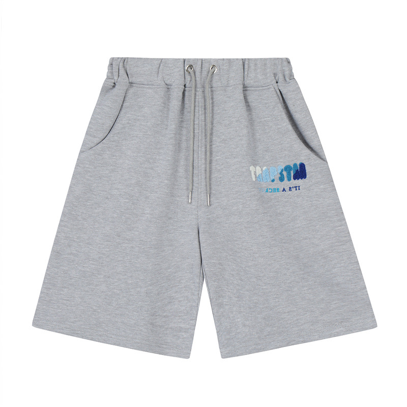 American Trapstar Letras Blanco Azul Toallas bordadas Casual Shorts Hombre y Mujer Deportivo Pantalones Marca image 13