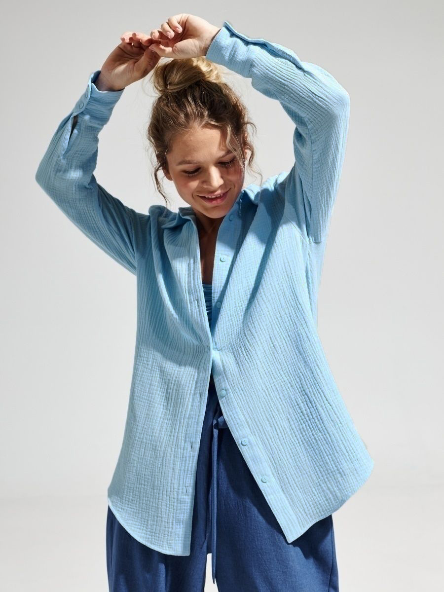 Regular Sleeve Sleeve Type Cotton Fabric Type Regular Top Length Wholesale Women'S Casual Solid Color Long Sleeve Blouses