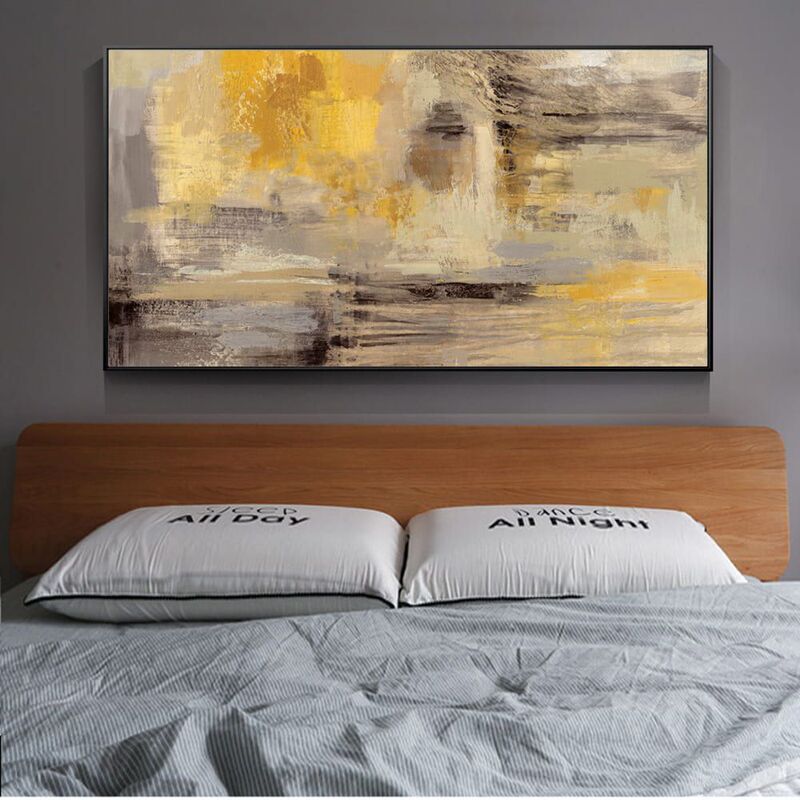 High-definition single abstract yellow ink art oil painting gallery corridor decoration painting background wall spray painting supply