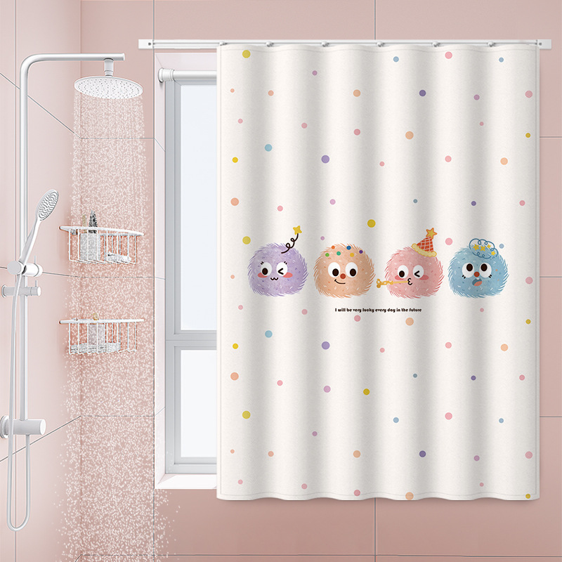 Bathroom Curtain Blackout No-Drill Waterproof Privacy Curtain for Toilet Small Window with Hooks