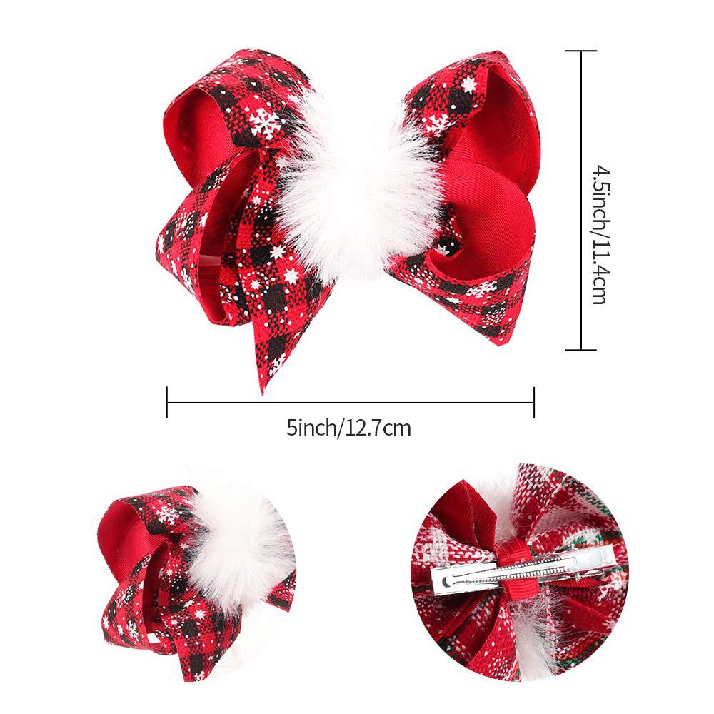 Cute Plaid Bow Knot Snowflake Cloth Pom Poms Hair Clip 1 Piece display picture 2