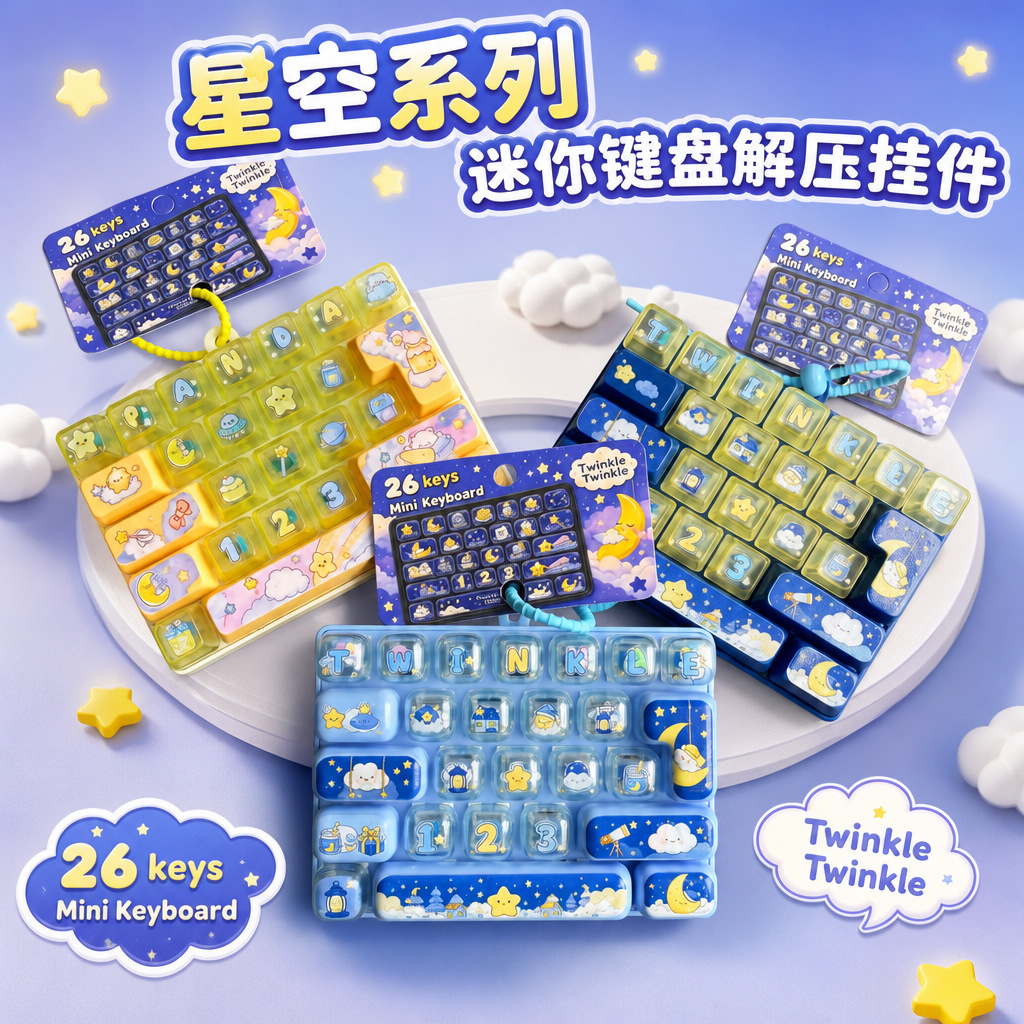 Cross-border bestseller: 26-key mini stress-relief keyboard, a creative mechanical gadget for relaxation and fun, available in multiple series for factory wholesale