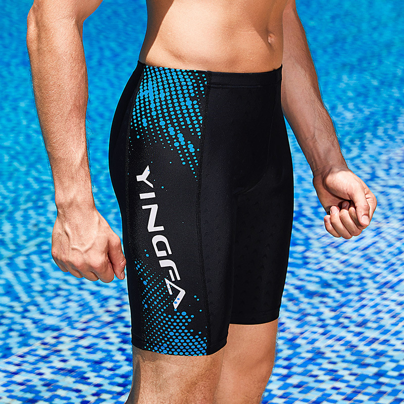 2022 Yingfa New Men's Five-point Beach Pants Shark Skin Printed Surfing Quick-dry Racing Sports Men's Swimming Pants