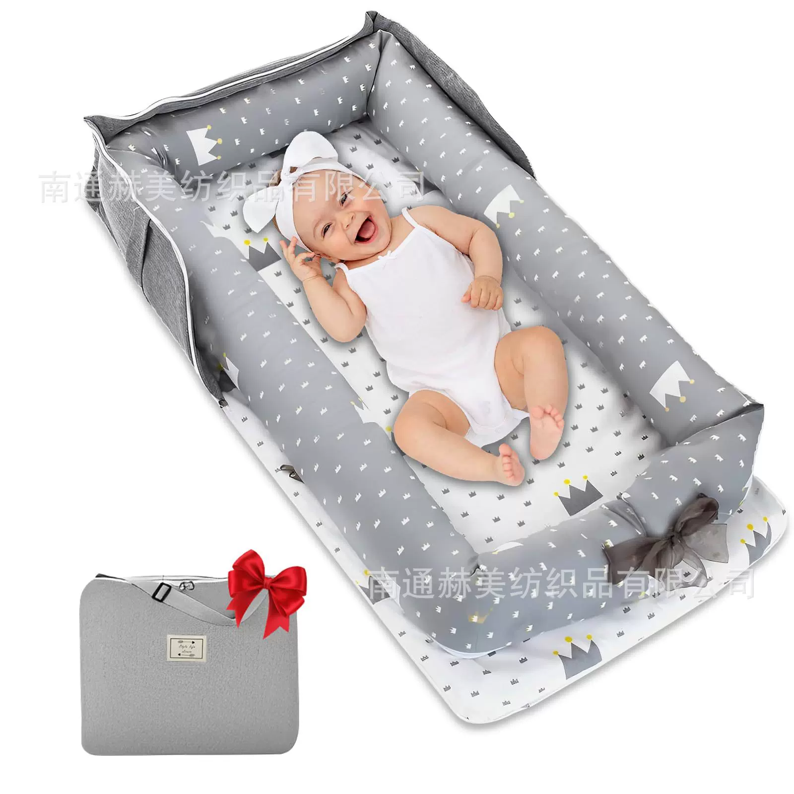 跨境赫美嬰兒床便携妈咪抱婴儿窝单肩箱包床中床旅行婴儿床