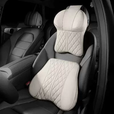 Waist support | Car Interior Decoration Items, Seat - premium-nappa-leather-memory-foam-headrest-x-1-lumbar-support-x-1-warm-beige-no-specifications