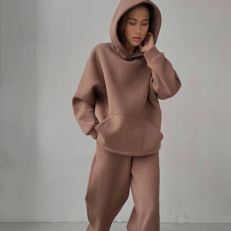 Casual Style Women's Casual Solid Color Cotton Blend Polyester Pants Sets